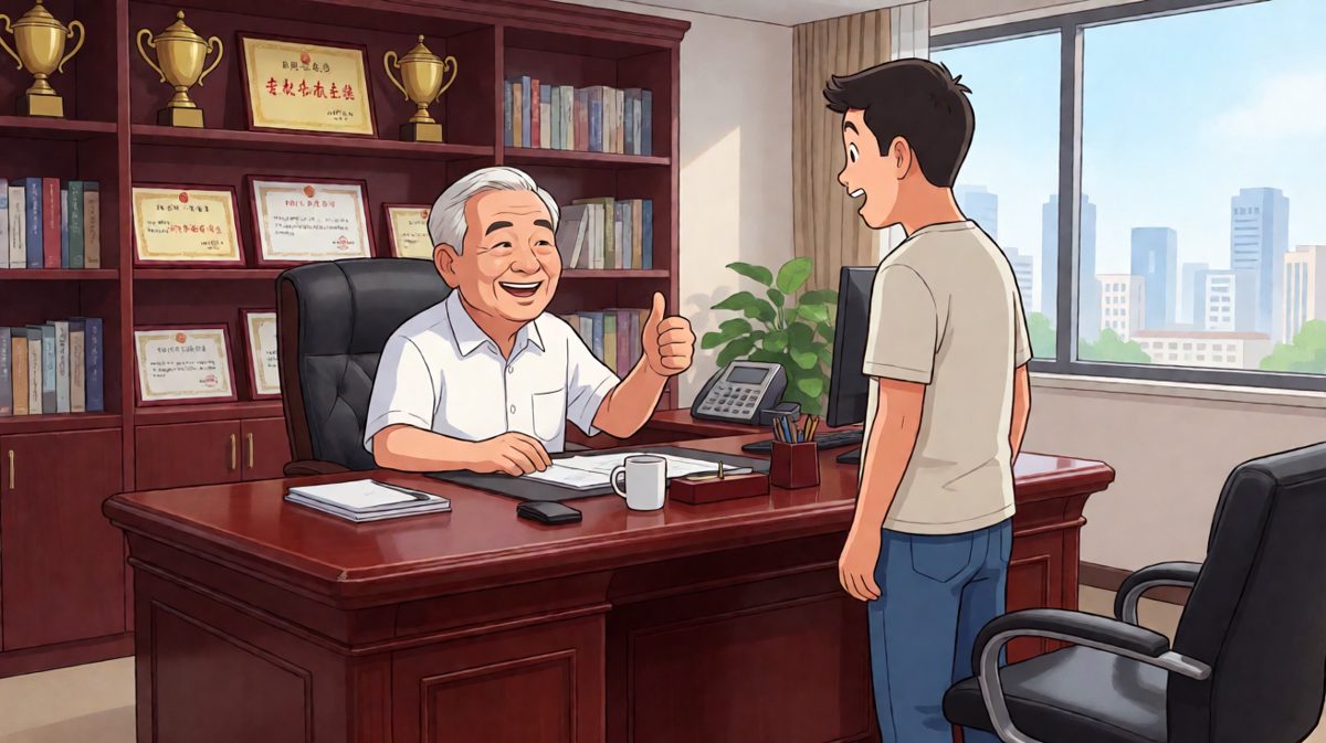老板：你很有潜力！我看好你……以后你就是潜力股了，多劳多得哦！
