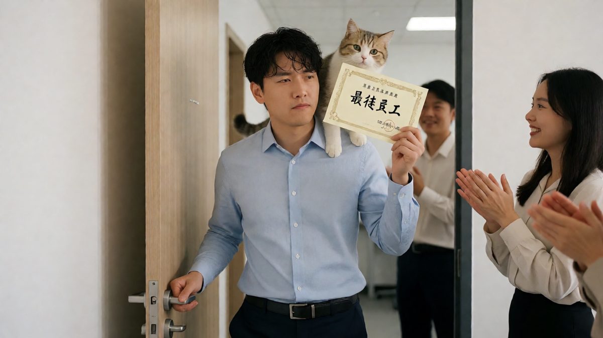 结局反转：猫咪竟帮男子赢得员工奖！