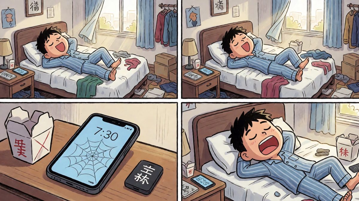 闹钟虽然碎了，但我的睡意更碎了