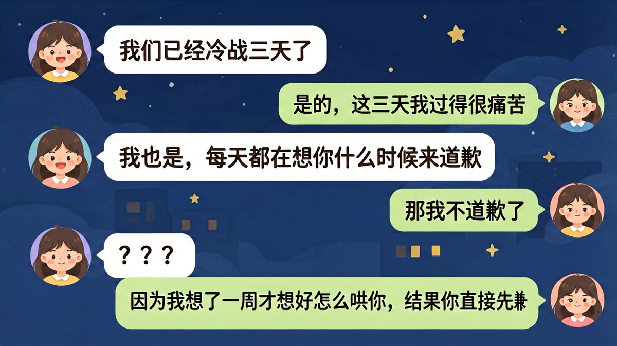 冷战三天，结果对方也在等自己道歉