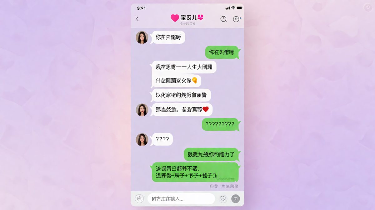 男生假装深情告白，实则哭穷求生，女生的问号就是最好的回应。