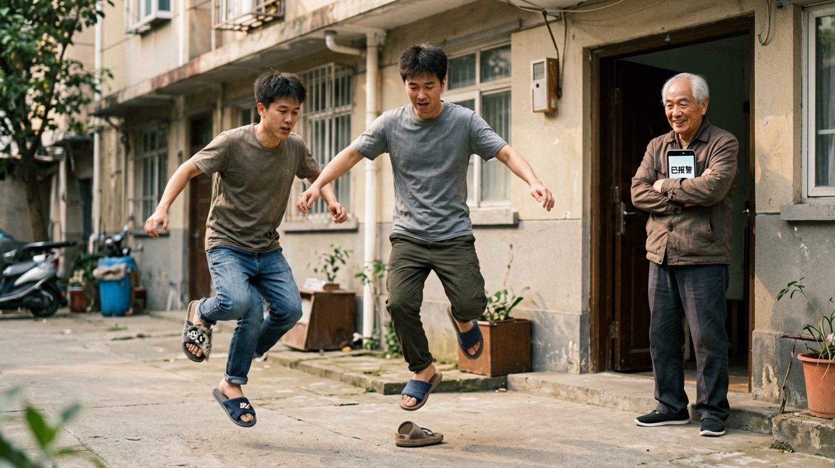 大爷：小伙子，需要我叫救护车吗？