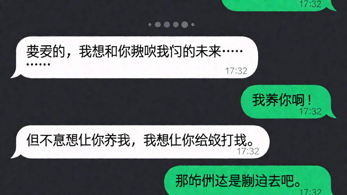「我养你」说完立刻变成「给我打钱」，直球进攻的致命反转