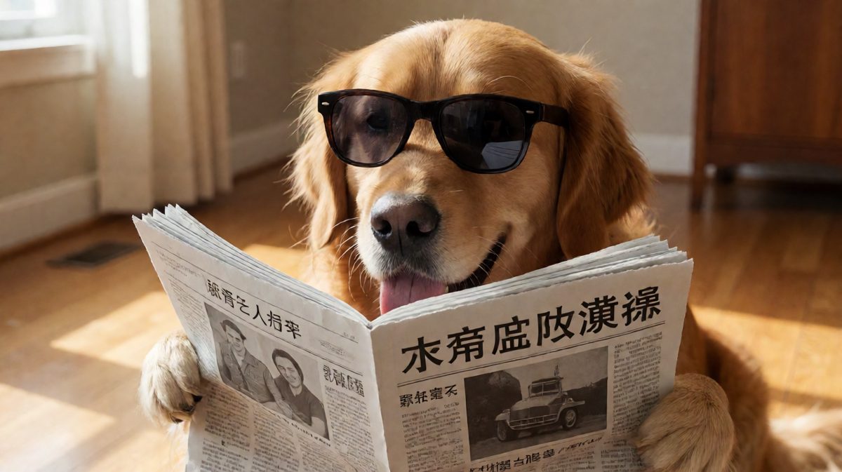 本汪在读报，别打扰我思考汪生。