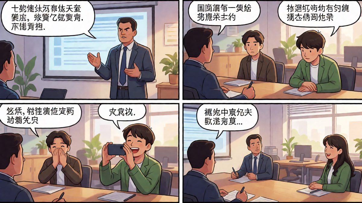 格四：勉强坐到工位开会，结果秒睡还流口水