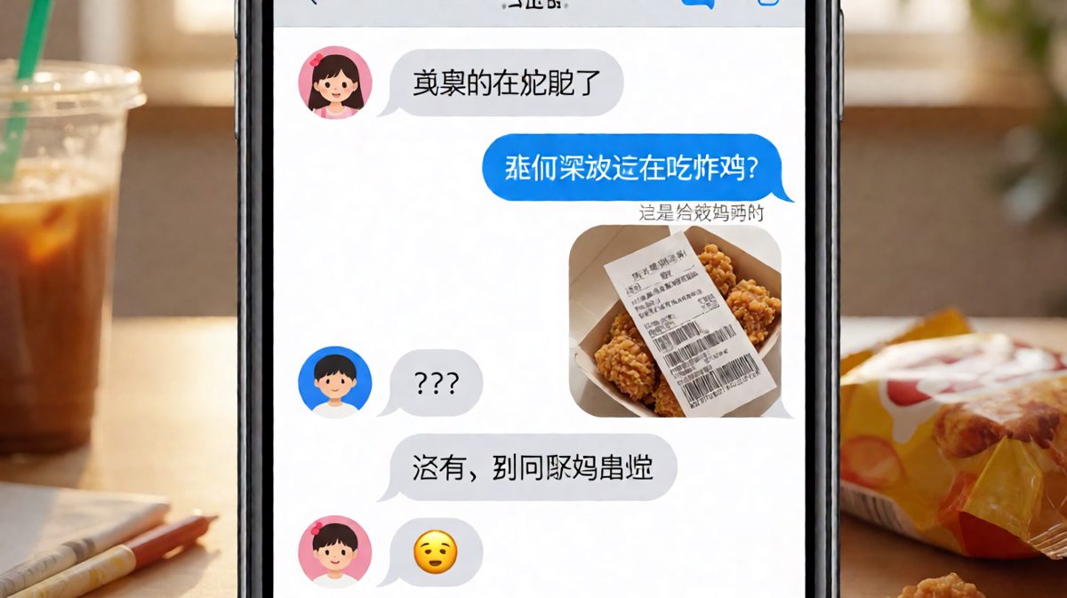 女生深夜吃炸鸡还嘴硬说给妈妈买的，结果暴露了自己