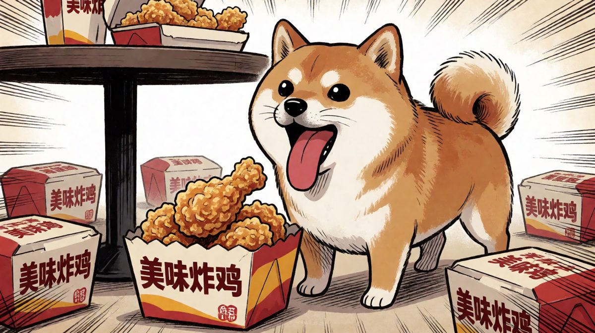 狗狗：我没有！是炸鸡自己跳进我嘴里的！