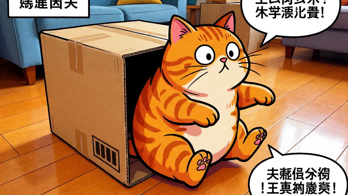猫：只要我想进去，就没有我进不去的盒子，哪怕已经卡成三明治