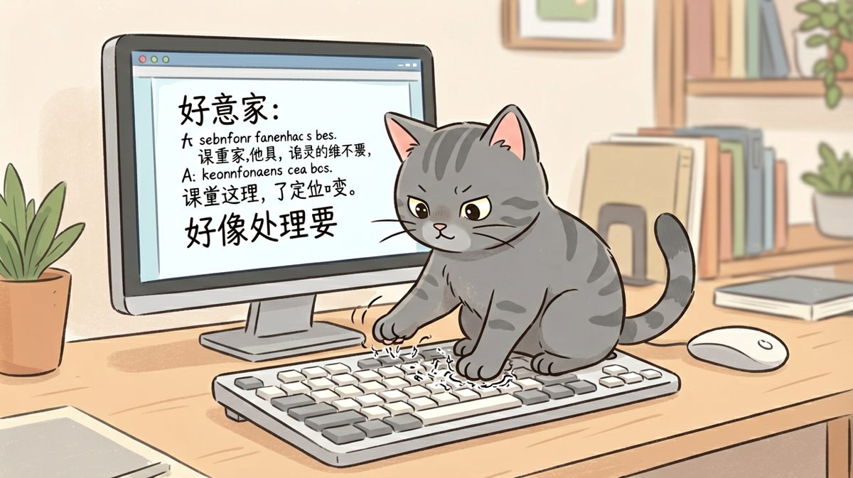 猫咪：这班上的，连键盘都在帮我打工。