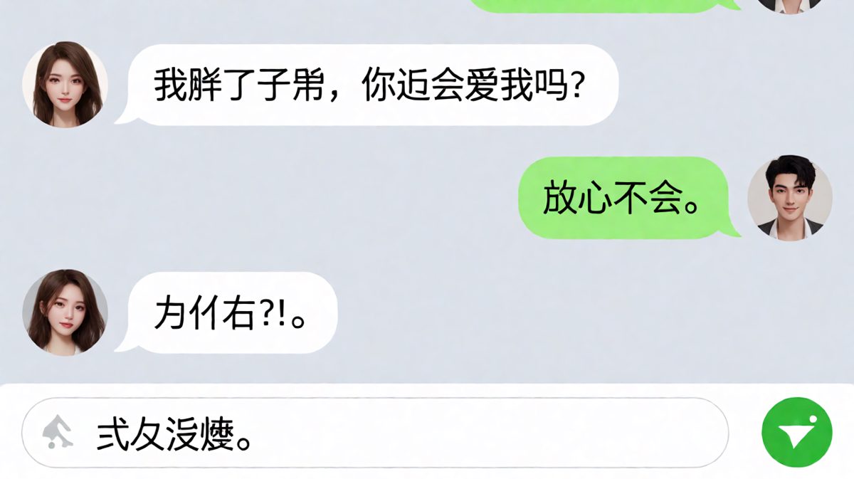女生问胖了还爱不爱，男生回答「放心不会」，但反转是「我又没瘦」，让人哭笑不得。