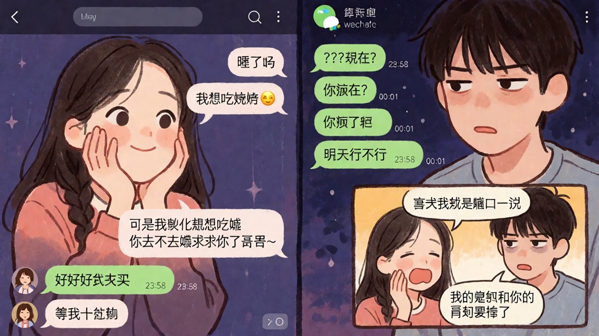 深夜烧烤诱捕行动，直男终究还是败给了撒娇