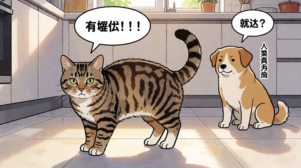 猫咪：我以为要下雨了结果是一根菜。