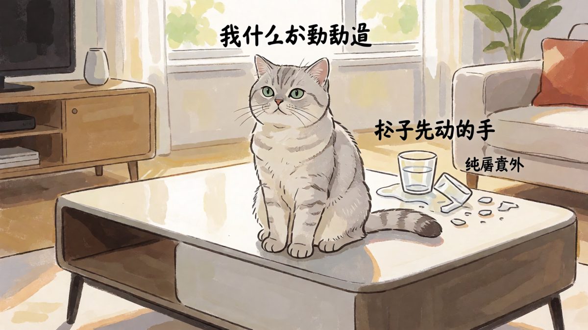 猫：杯子自己在动，跟我没关系，我只是路过。