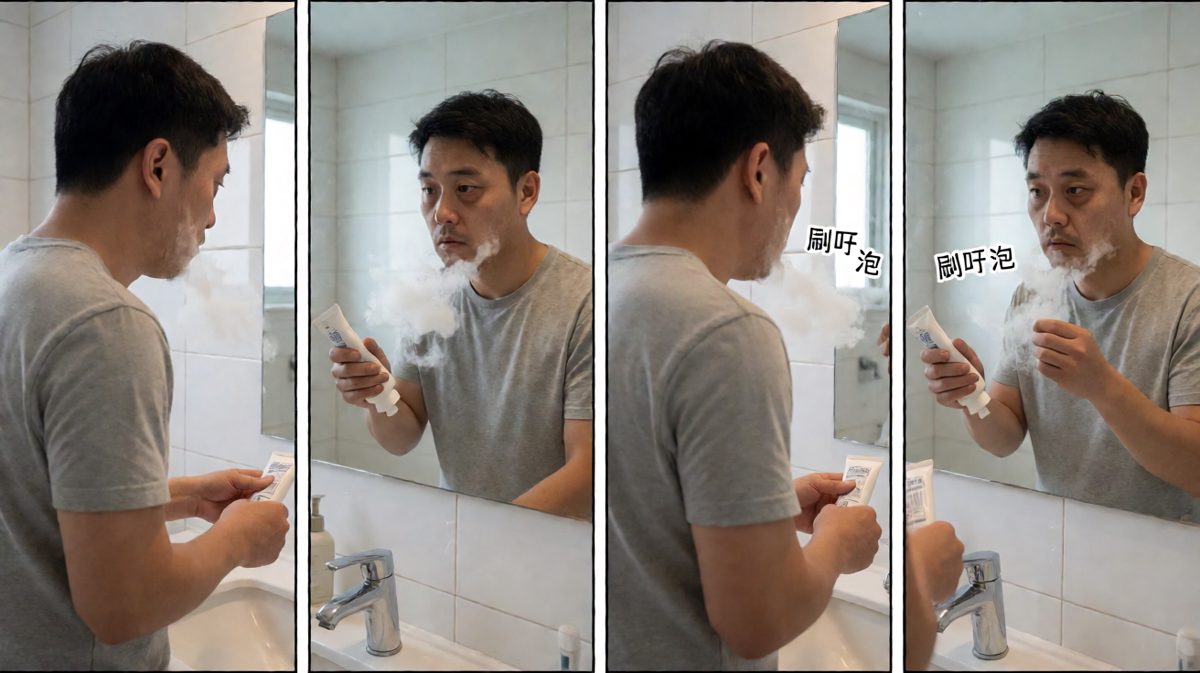 边刷边犯困，牙膏成了牺牲品