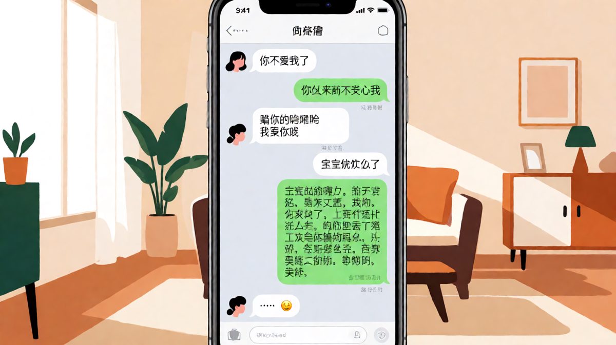 女生假装生气试探，男生认真认错后才发现是玩笑，裂开的表情胜过千言万语