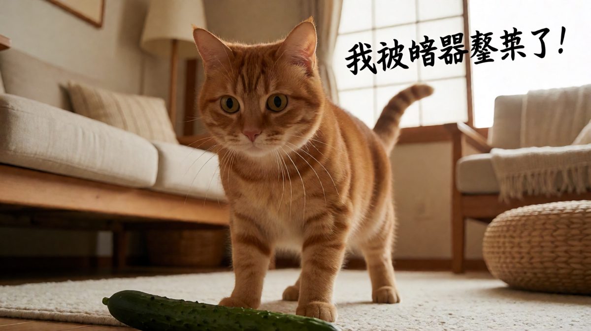 猫咪：这根绿色的东西到底是什么妖怪！
