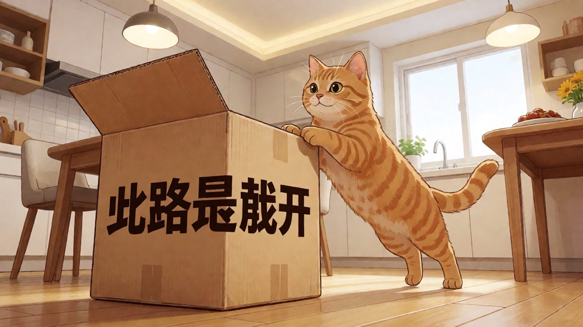 猫咪：这个箱子为什么不长眼睛！