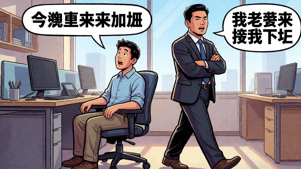 老板让我加班，结果他是去接老婆下班