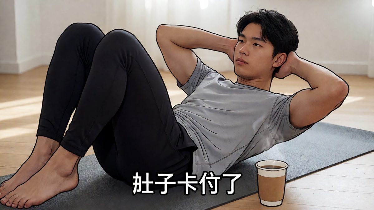做了两个仰卧起坐就卡住了