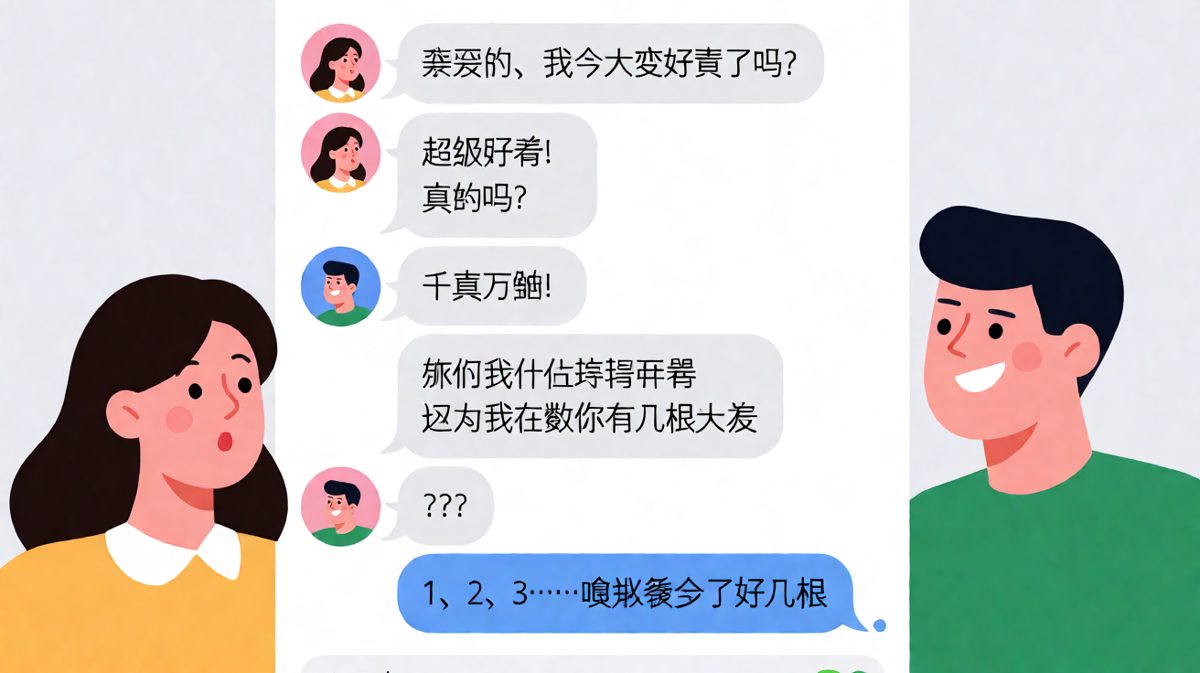 夸她好看之后他当场开始数头发