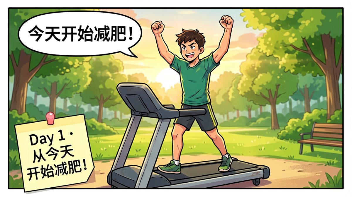 早上信心满满立flag：今天开始减肥！