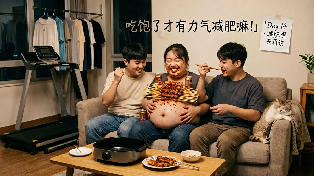 第二天：跑步机已改造成晾衣架，减肥是明天的事。