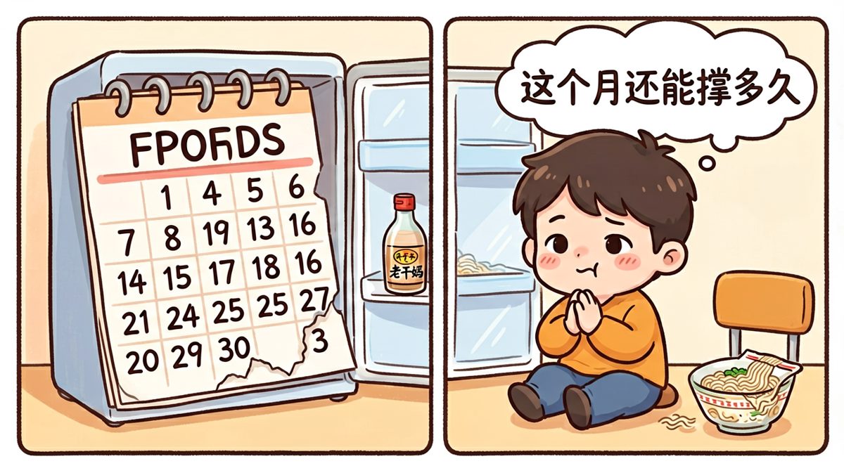 月底吃土人的尊严，全靠一包泡面撑着