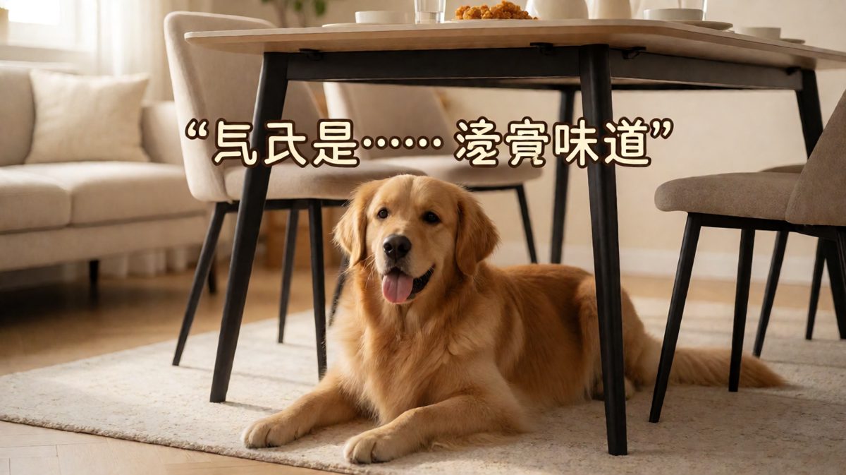 金毛偷吃鸡的慌乱模样，堪称'嘴硬心虚'的最佳代言人