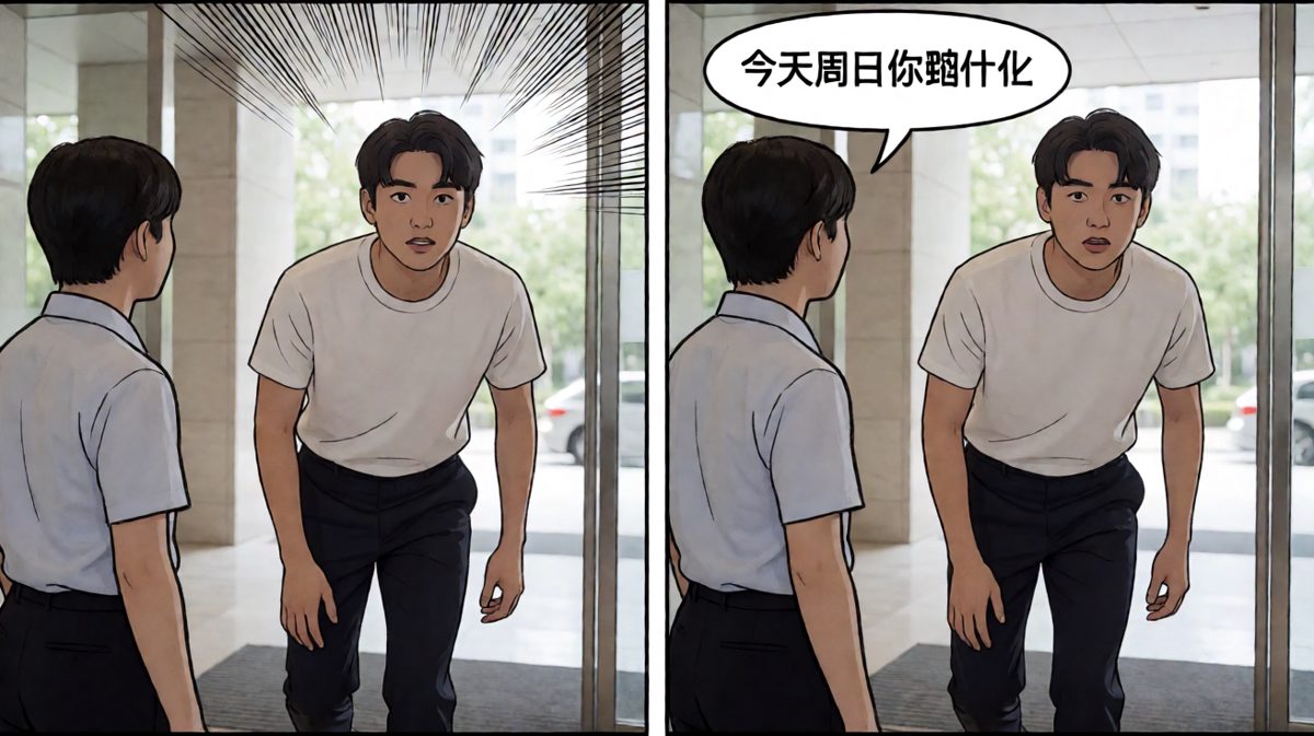 气喘吁吁到公司门口，同事告知今天是周日