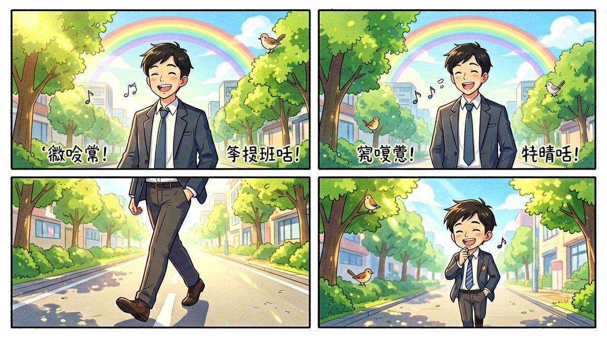 一路哼着歌走向地铁站
