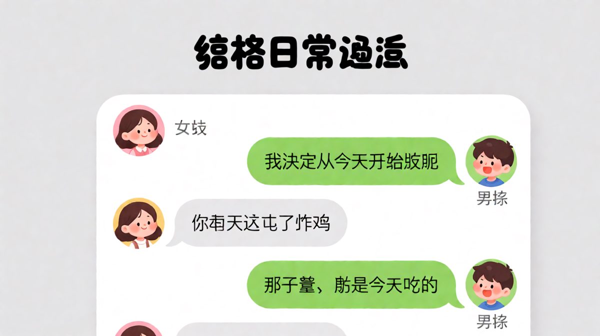 男友信誓旦旦说要减肥，结果被女朋友一句话戳穿昨天的炸鸡。
