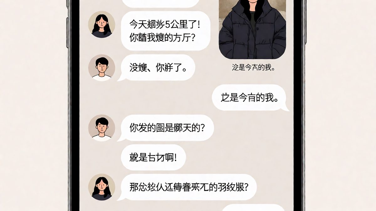 女生炫耀健身成果，却被一眼看穿还在穿羽绒服