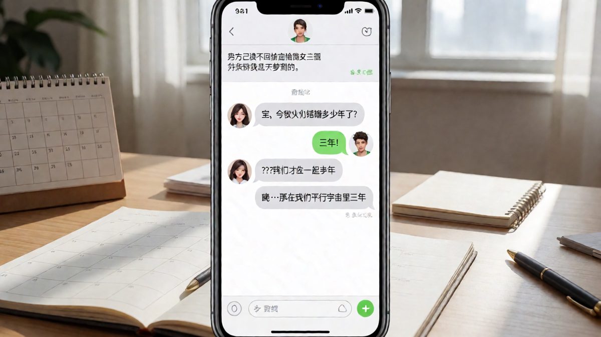 男生把恋爱半年记成结婚三年，还一本正经地用「平行宇宙」和「昨天的梦」双重理由为自己开脱。