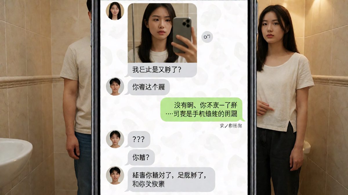 面对「我是不是又胖了」的终极陷阱题，男朋友的求生之旅从否认到甩锅自己，最终以自黑方式艰难通关。