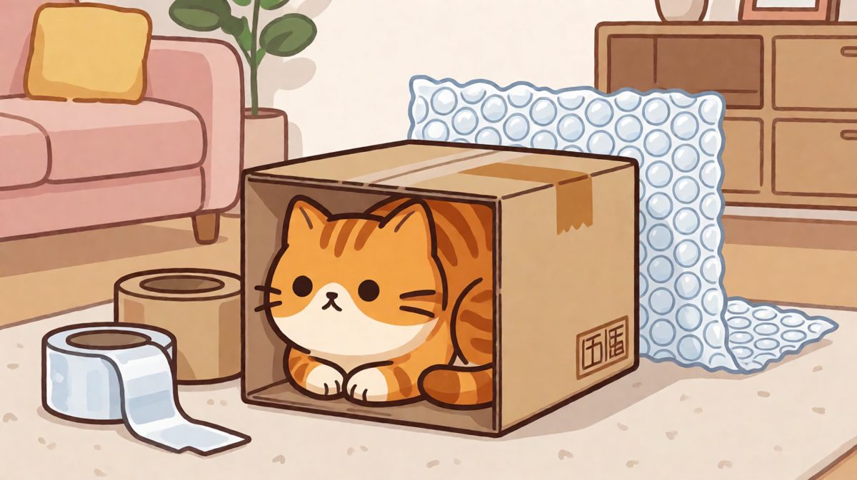 猫咪：只要我不尴尬，我就是个盒子。