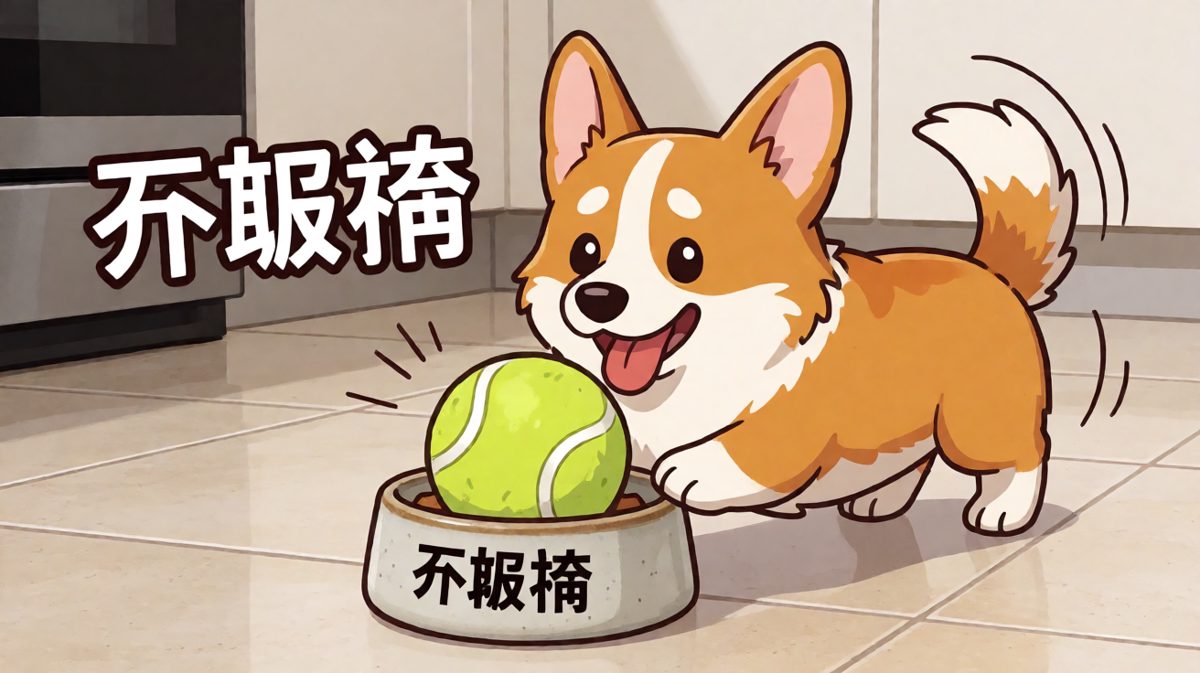 狗狗：只要我用力推，球就能进去。