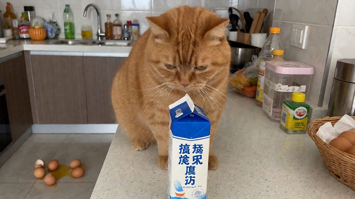 猫咪：这牛奶，味道不对啊