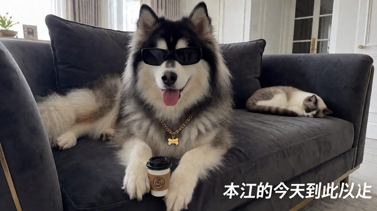 哈士奇享受贵族生活，咖啡配骨头才是标配