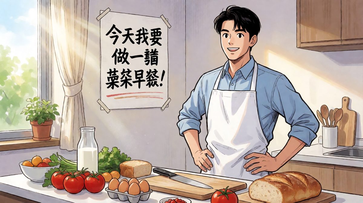 立志做顿豪华早餐，信心爆棚的我。
