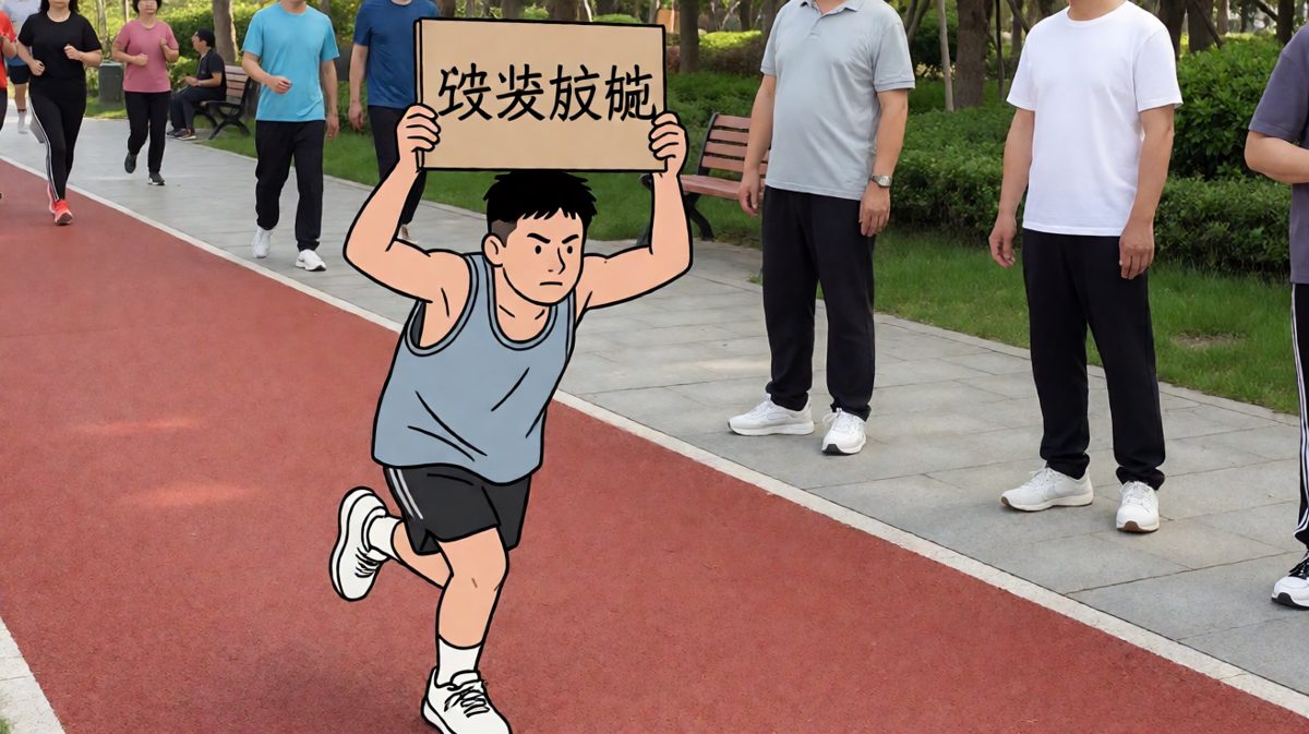 主人公元气满满开始跑步训练，决心满满。