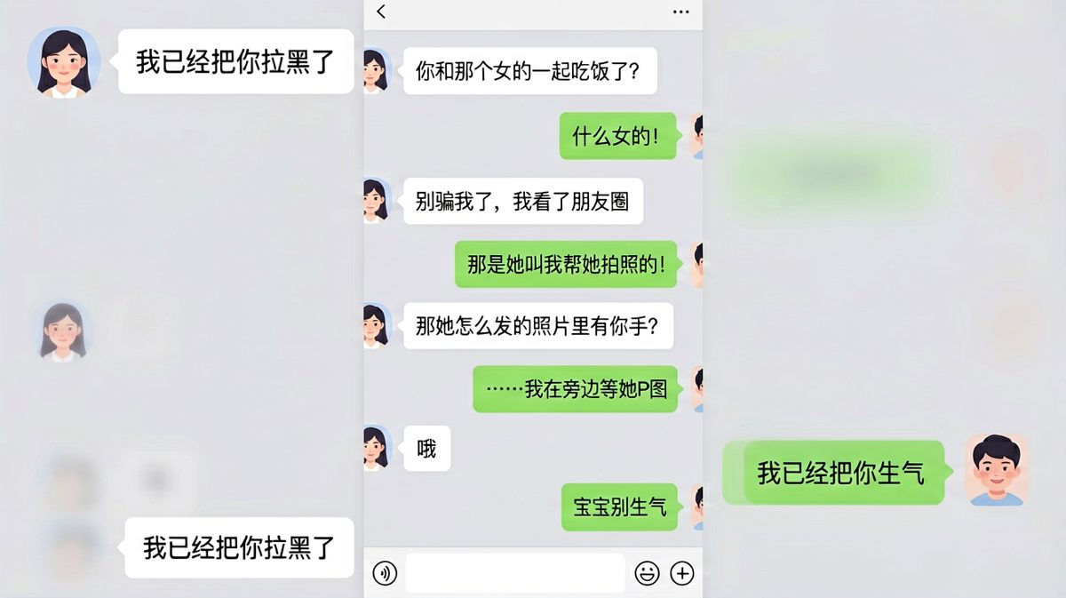 男生解释和异性吃饭的翻车现场，最后一句『哦』比骂人还狠