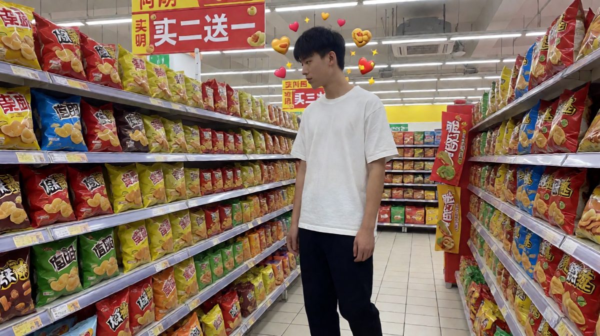 超市促销牌成了阿明减肥路上的终极考验