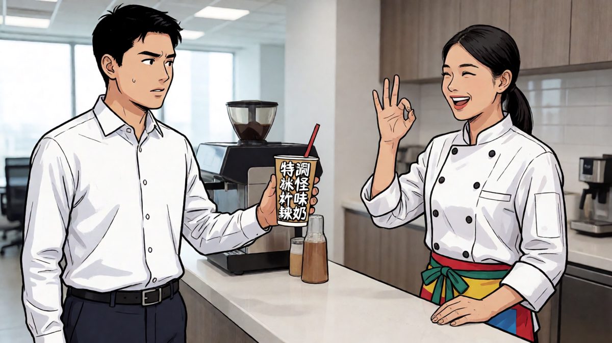 拿到饮料一看傻眼了，社死现场收场