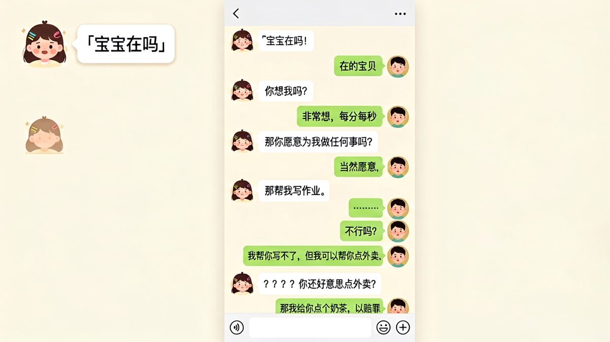 男生深情告白到一半，女生突然要他写作业，场面一度失控。