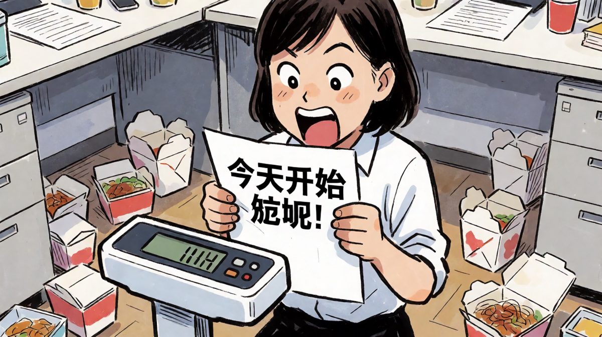看到体重秤上的数字，打工人当场立下了减肥flag。