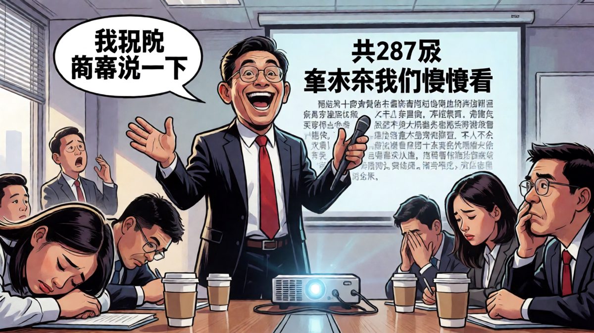 老板：简单说一下 → 实际上开了三小时