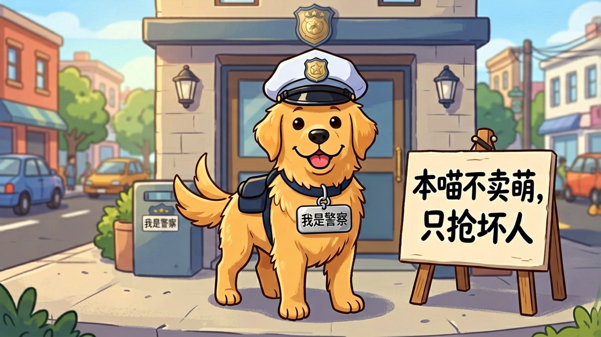 狗子化身警长，维护社区和平。