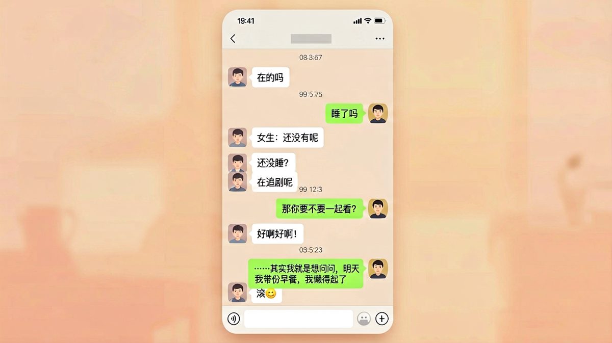 男生从「在吗」一路撩到「明天帮我带早餐」，结果被骂滚。
