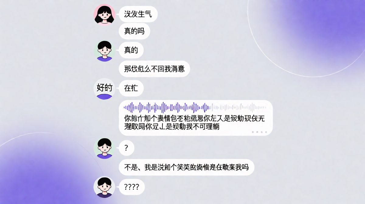 我没生气：女生语音连发八连问，男生彻底懵圈