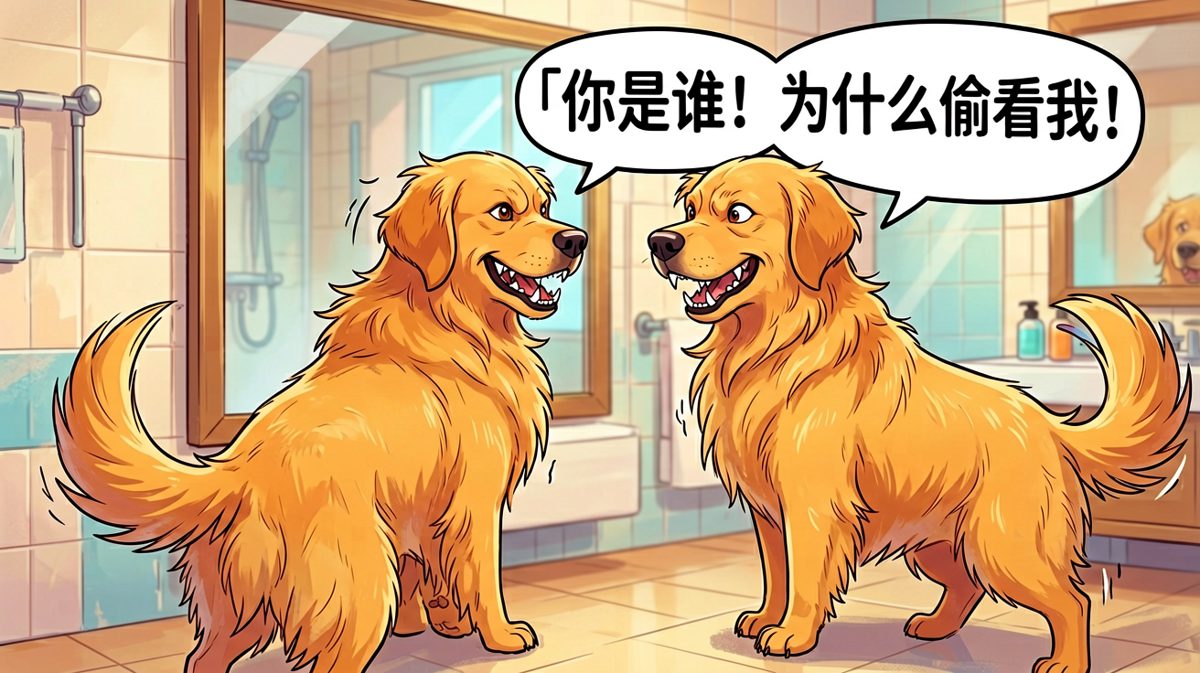 狗狗每天都在和镜子里的对手进行心理战